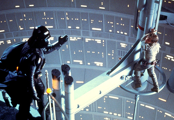 Darth Vader reaches out to help Luke Skywalker